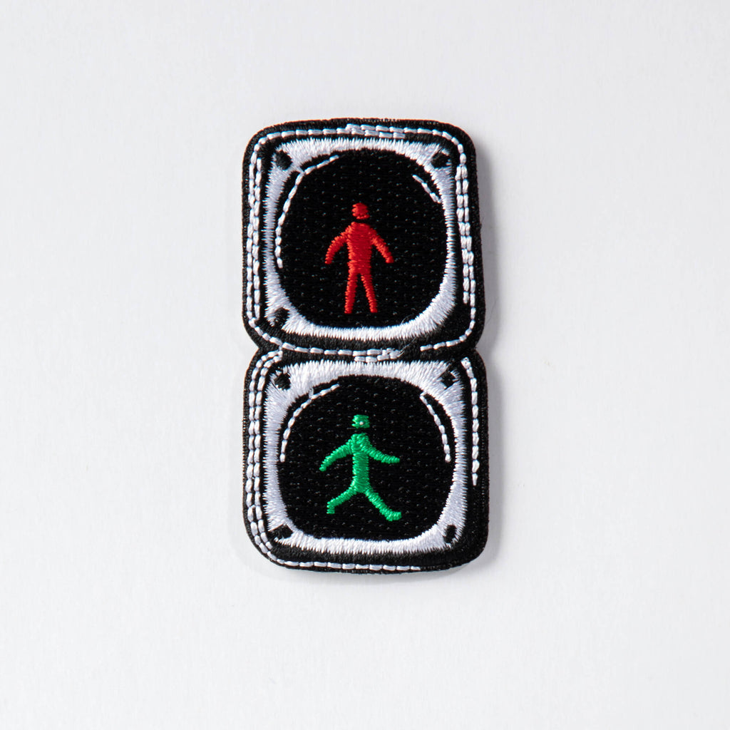 embroidery iron on badge rick lo pedestrian light