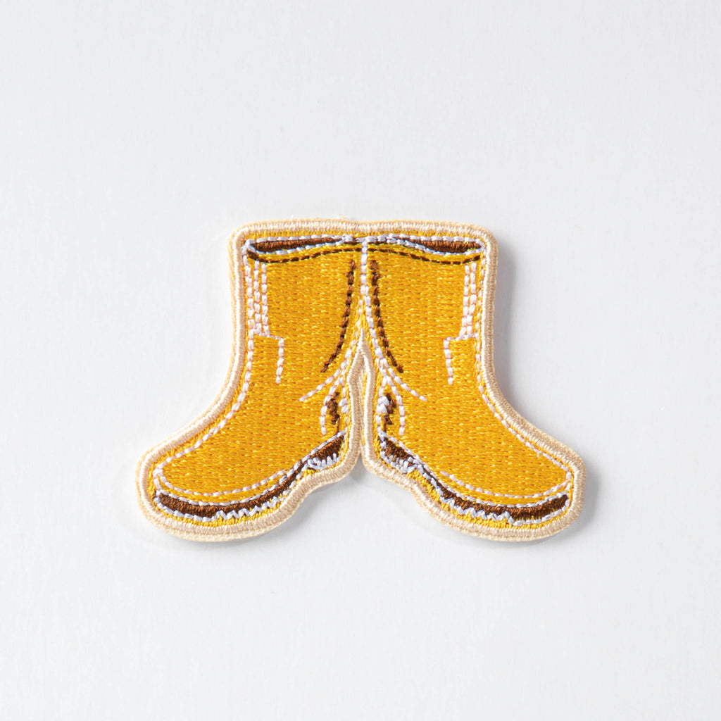 embroidery iron on badge vikki yau rubber boots